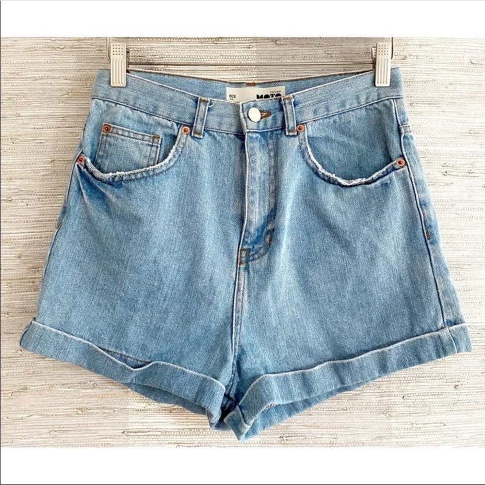 TOPSHOP high waisted jean shorts